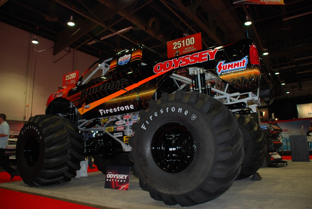 Odyssey Battery rolls out its No. 20 monster truck at SEMA.