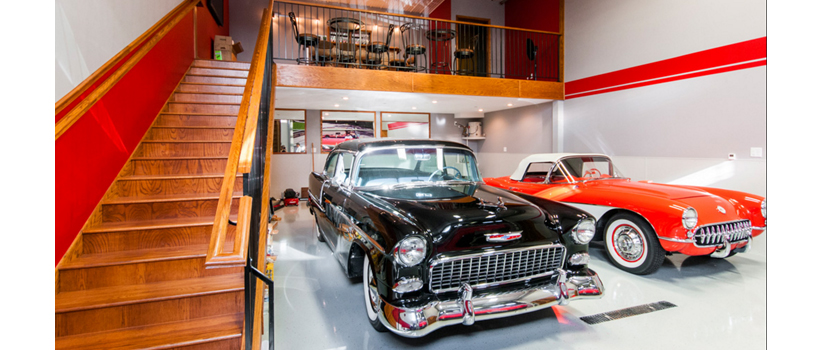 A classics-dedicate garage at Iron Gate Motor Condos in Naperville, Illinois