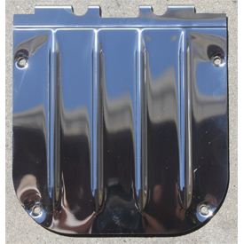 Polished stainless steel reproduction latch covers for 1955-57 Chevy and Pontiac station wagons by Real Deal Steel