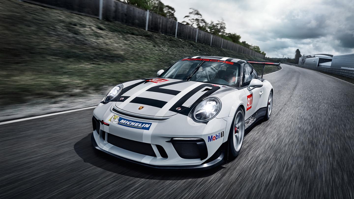 New Porsche 911 GT3 Cup Idling at the Starting Line for 2017 - THE 