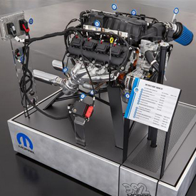 This “exploded†view of a 6.4-liter HEMI engine highlights the components of the new Mopar 392 Crate HEMI Engine Kit, which allo