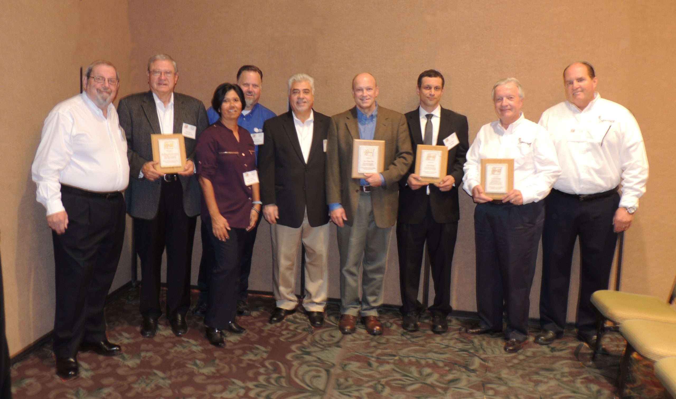 Engine Pro honored top suppliers at a recent shareholder meeting. Pictured left to right: Don Weber, Engine Parts Group; Bill Mc