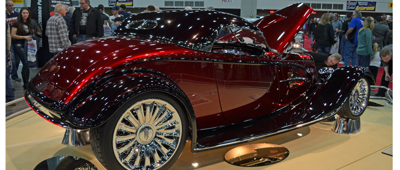 The "Renaissance Roadster", a custom 1933 Ford owned by Nancy and Buddy Jordan, designed by designed by Chris Ito and Steve Fris