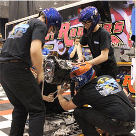 The action during the Hot Rodders of Tomorrow (HROT) Engine Challenge event at the Summit Piston Powered AutoRama in Cleveland t