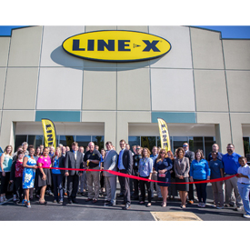 Ribbon-cutting celebration for the new LINE-X headquarters in Huntsville, Alabama