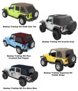 The new soft top colors for Jeep Wrangler by Bestop 