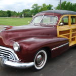 The 1947 Oldsmobile woodie wagon owned by Bernard Huizenga
