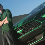 Josh Rivers with his custom 2015 Mustang, The Green Machine