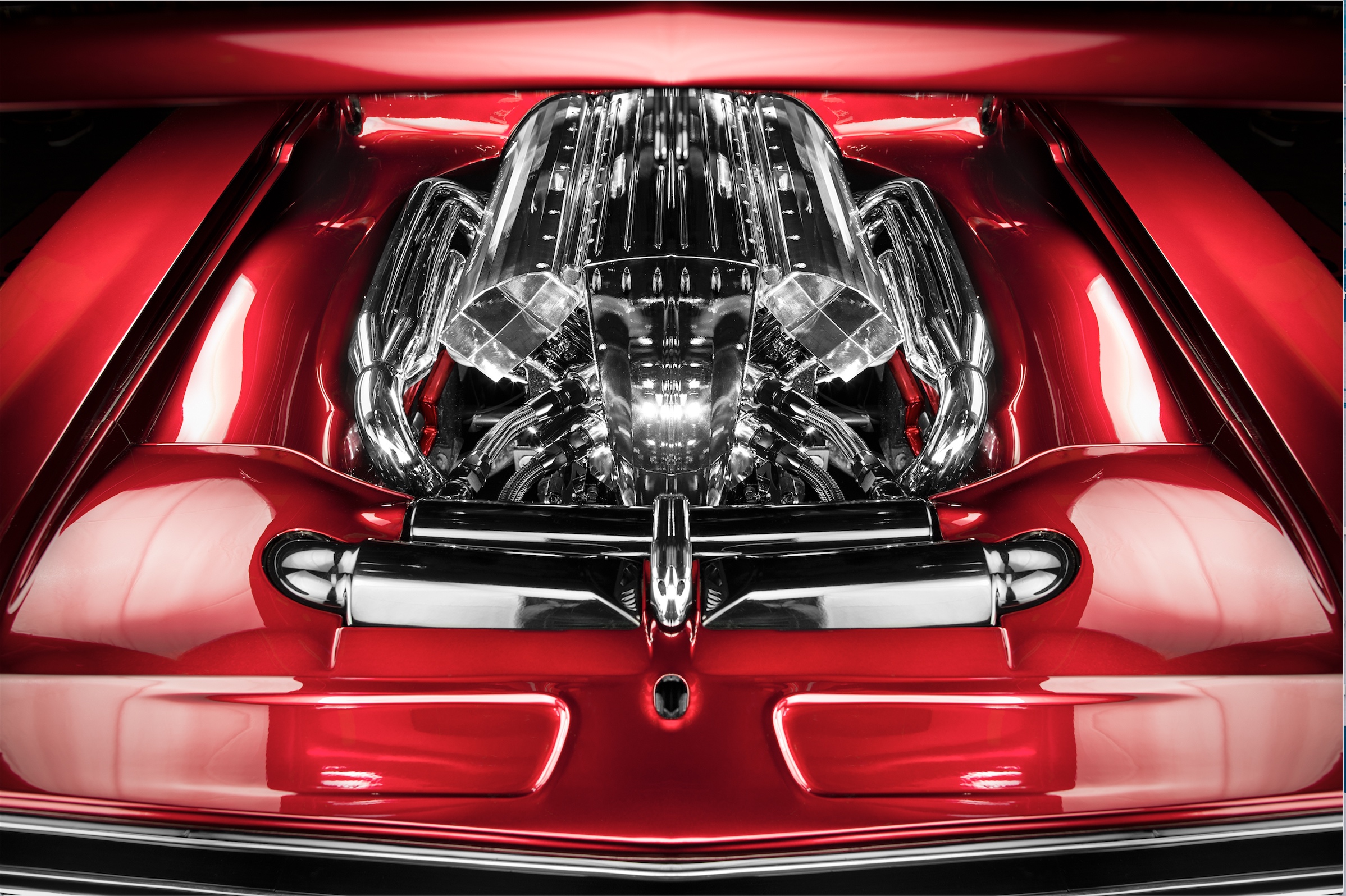 The engine block in the Dodge Charger RTR