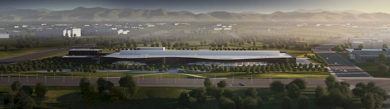 Digital projection for the state-of-the-art Polestar manufacturing facility set to be built in Chengdu, China to produce Polesta