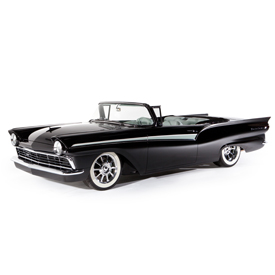 The KICKER booth will feature a handcrafted 1957 Ford Fairlane created by Kindig-It Design