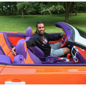 Eddie Black will receive an award from ColorBond for customizing Vic Beasley's (pictured) Camaro into a Clemson fan's dream ride
