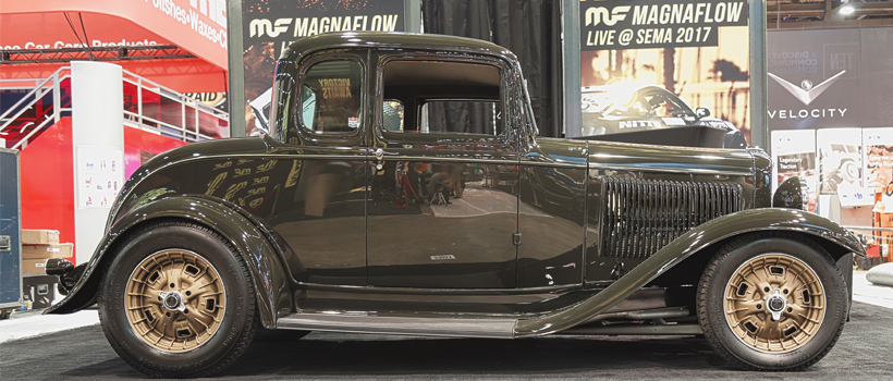 1932 Ford five-window coupe customized by Chip Foose and featured in the Magnaflow booth at the 2017 SEMA Show in Las Vegas