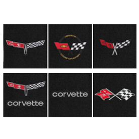Just a sample of the many Corvette logos now offered by Lloyd Mats