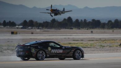 Sam Schmidt driving the Arrow Electronics SAM car at Aviation Nation, the annual airshow hosted by the U.S. Air Force at Nellis