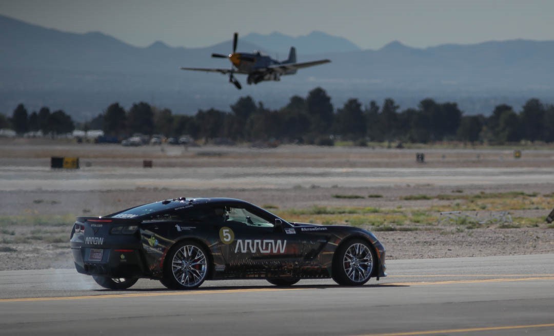 Sam Schmidt driving the Arrow Electronics SAM car at Aviation Nation, the annual airshow hosted by the U.S. Air Force at Nellis