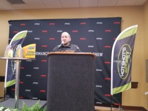 Lavon Miller of Firepunk Diesel during the Hot Shotâ€™s Secret press conference at the Dec. 7-9 PRI Show at the Indianapolis Conve
