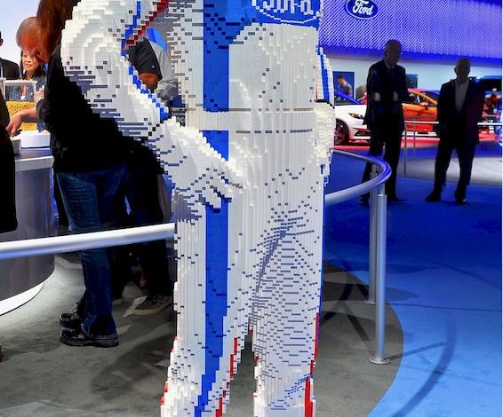 Somebody was given an assignment from Ford Motor Co. to show off their Lego skills and one can only guess how much time it took