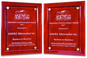MAHLE Aftermarket Inc. was the recipient of these two Automotive Communications Awards from the Women in Auto Care at the AAPEX 
