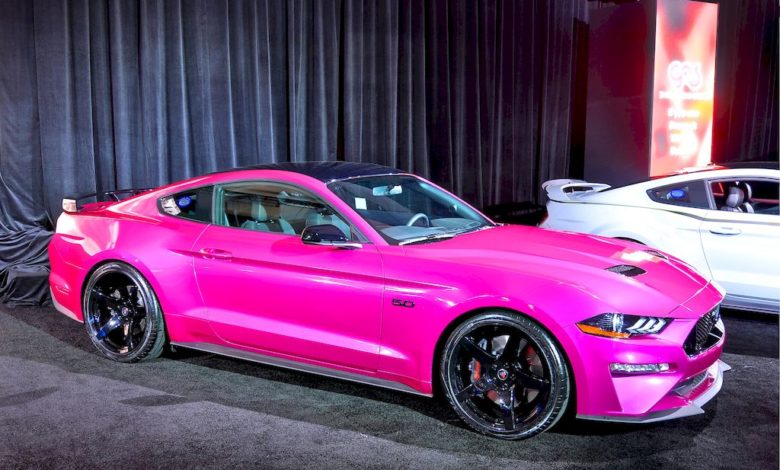 Galpin's 3M Fuschia Vinal Wrap treatment given to this 2018 Mustang GT made the car jump big time in their exhibit, and the lowe