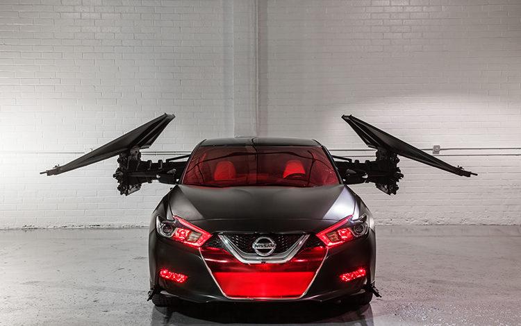 2018 Nissan Maxima as Kylo Ren's TIE Silencerâ€”Engineered for speed and astute handling capability, the Nissan Maxima is the perf