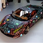 A Ferrari 488 was wrapped in a PacMan design for a challenge rally in Saint Tropez. Joffery Van Der Jagt of ProWrap used Avery D