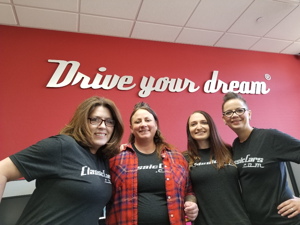 ClassicCars.com customer service team from left to right: Lydia Marcilionis, Stephanie Guariglio, Laura White and Joy Harris