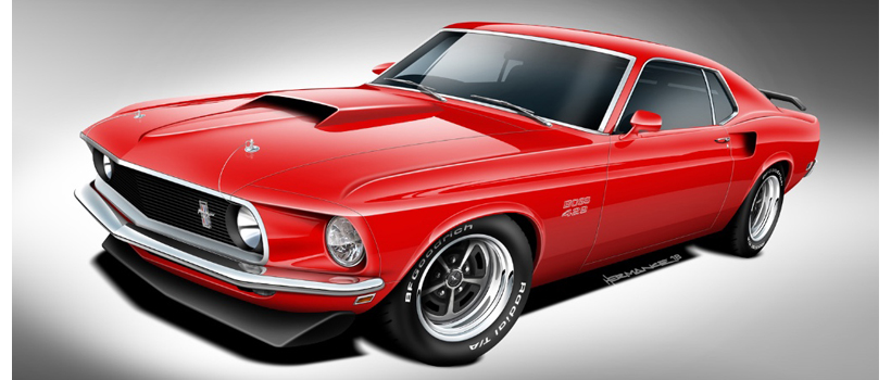 BOSS 429 Mustang rendering by Classic Recreations