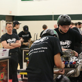 Team R&R Marketing from York County School of Technology races the clock during Hot Rodders of Tomorrow competition as instructo