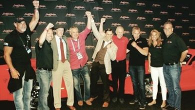 Dan Snyder and his associates celebrate after a successful bid on the last Dodge Viper and last Challenger SRT Demon...