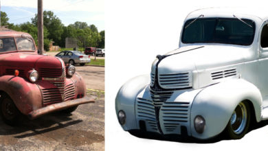 Middleton, Wisconsin-based Cool Hand Customs is restoring and customizing a 1940 Dodge truck for the SEMA. Show. Left photo show