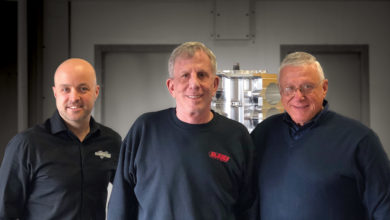 From left to right: Brian Reese, Race Winning Brands CEO; Richard Maskin, Dart Machineryâ€™s founder; and Bob Romanelli, Race Winn