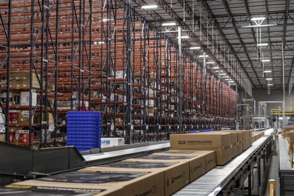 The front door of Turn 14 Distribution's new 272,000-square-foot distribution facility in Arlington, Texas.