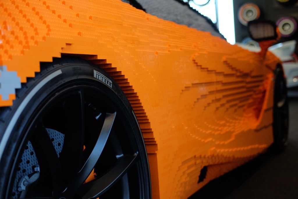 LEGO McLaren 720S featured in P Zero World, the first Pirelli flagship store in the world.