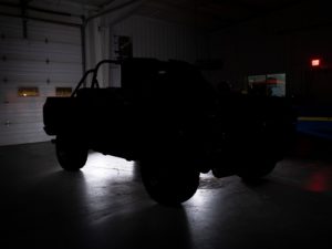 Teaser image of Ringbrothers' 1972 K5 Chevrolet Blazer project. The shadowy will catch the spotlight during the Oct. 30-Nov. 2 S