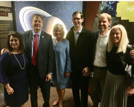 Hyperthermâ€™s Barbara Couch, right, with New Hampshire Gov. John Sununu, and representatives from Lebanon High School and Hyperth