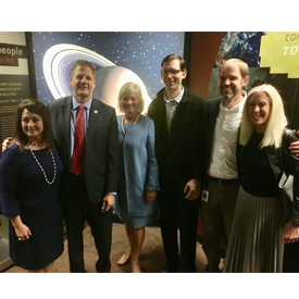 Hyperthermâ€™s Barbara Couch, right, with New Hampshire Gov. John Sununu, and representatives from Lebanon High School and Hyperth