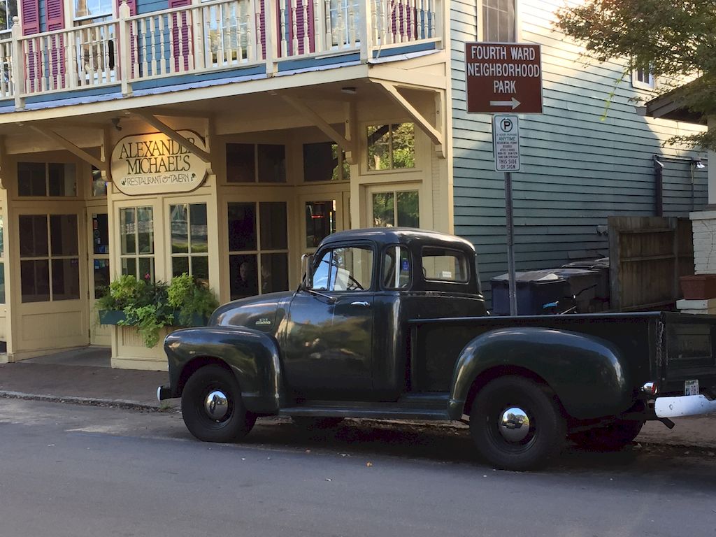 A deluxe six-window go-to-town Chevy 3100 pickup, in Charlotte, North Carolina.
