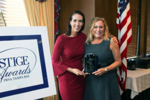 Tampa Bay PRSA Chapter President Mary Margaret Hull (left), and Leslie Allen, PR director and event manager for Martin & Co.