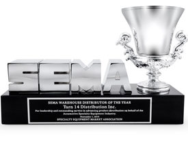Turn 14 Distribution's SEMA Warehouse Distributor of the Year award. It's the company's second time in three years winning the a