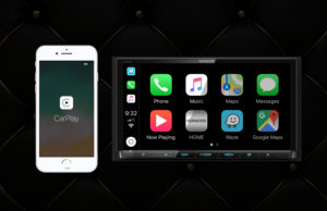  With CarPlay, iPhone users can choose from a select menu of apps though the KENWOOD receiver, either by pressing familiar icons