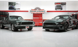 The Mustang Dream Giveaway features 1968 Mustang Bullitt restomod and a new 2019 Mustang Bullitt.