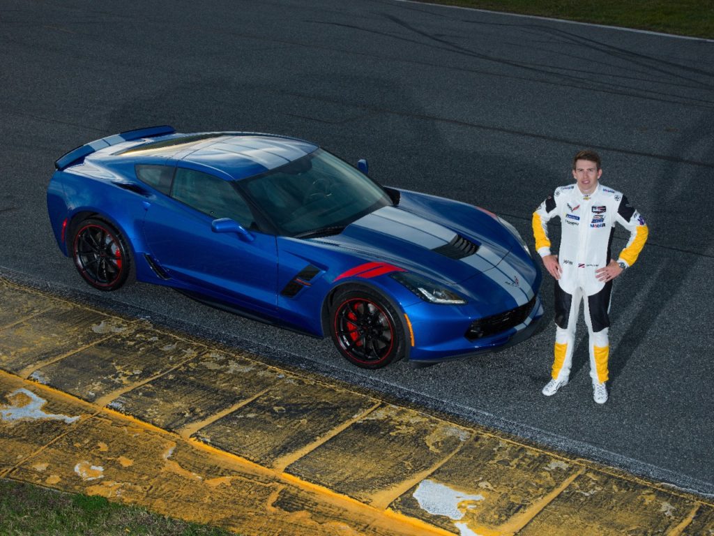 Tommy Milner Edition: Elkhart Lake Blue exterior with silver stripes and red hash marks, body-color mirrors, black wheels with red stripe and red brake calipers. Jet Black Suede interior (leather seats on 1LT) with red seat belts