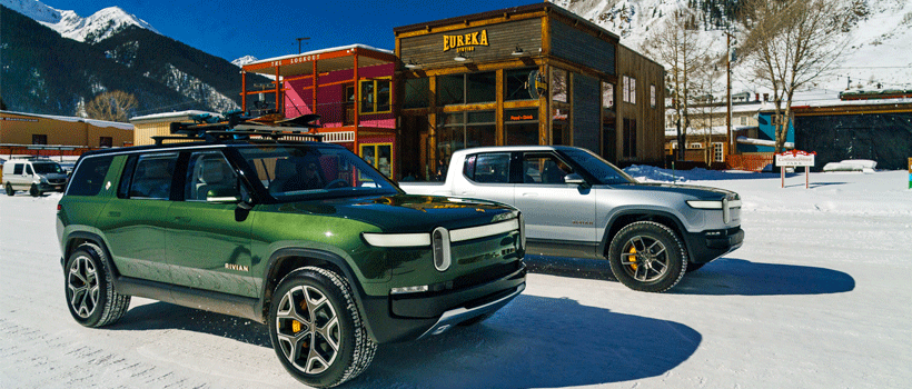 The Rivian R1T and R1S, deliver up to 400-plus miles of range and are designed to provide performance, off-road capability and u