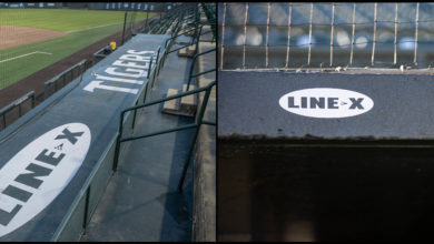 LINE-X restored the roofs and facia of the baseball dugouts at Samford Stadium-Hitchcock Field at Plainsman Park at Auburn Unive