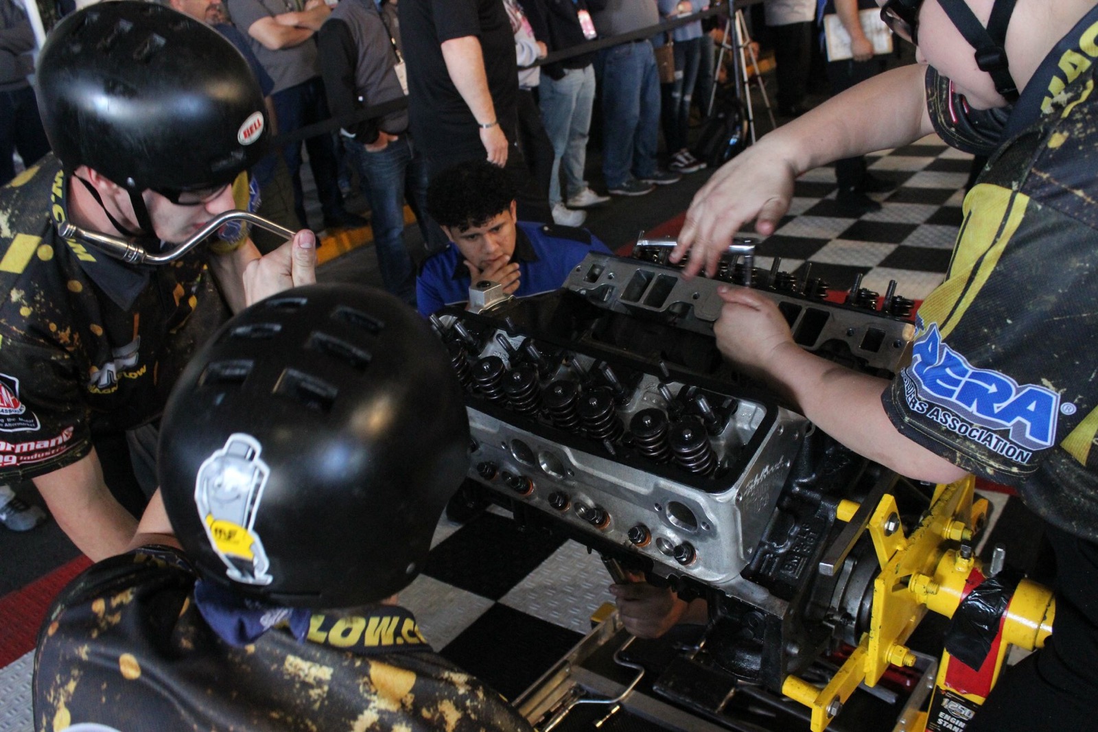 Jonathon Miranda, dressed in blue in the center of the frame, won TechForce Foundationâ€™s FutureTechs Rock Awards.