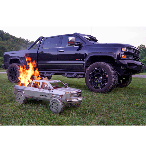 Fab Fours' 1:4 true-to-scale fire pit modeled after the Chevy Silverado HD. Meyer distributing.