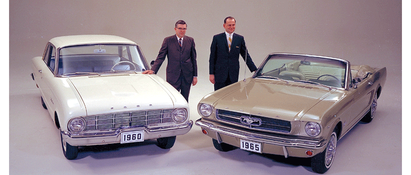 The Ford Falcon, brainchild of Robert McNamara, was for frugal and practical car buyers. The Mustang was championed by Iacocca.