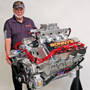 Sonny Leonard from Sonnyâ€™s World Class Racing to raffle a high-performance engine during the PRI Trade Show,