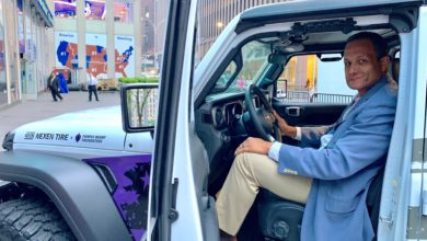 Retired Army Master Sgt. Brian Porter in his new Jeep Gladiator, given away courtesy of the Nexen Hero program by Nexen Tire Ame